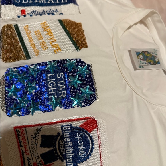 QUEEN OF SPARKLES White Sequin Can Top - Picture 3 of 3